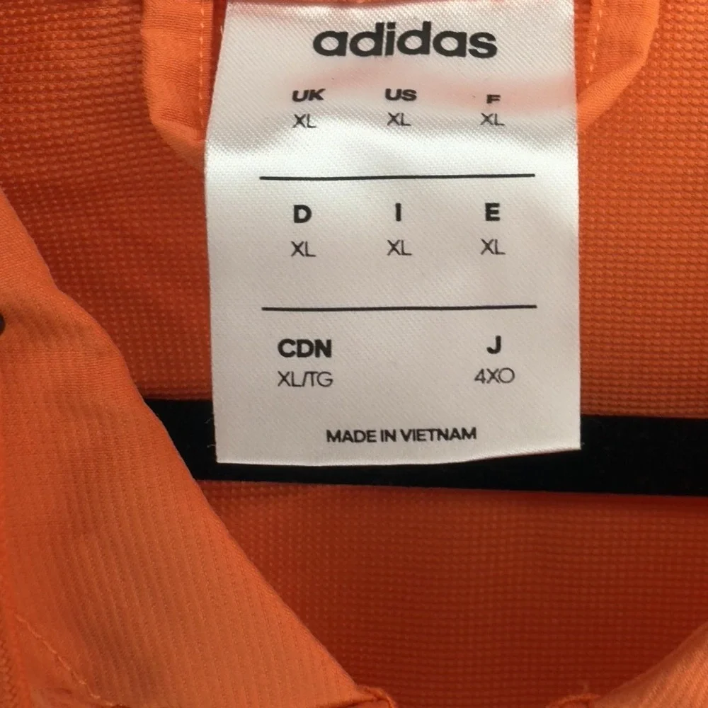 Adidas Track Jacket Mens XL Orange Hooded 3 Stripe Full Zip Pockets Athletic - Picture 3 of 8